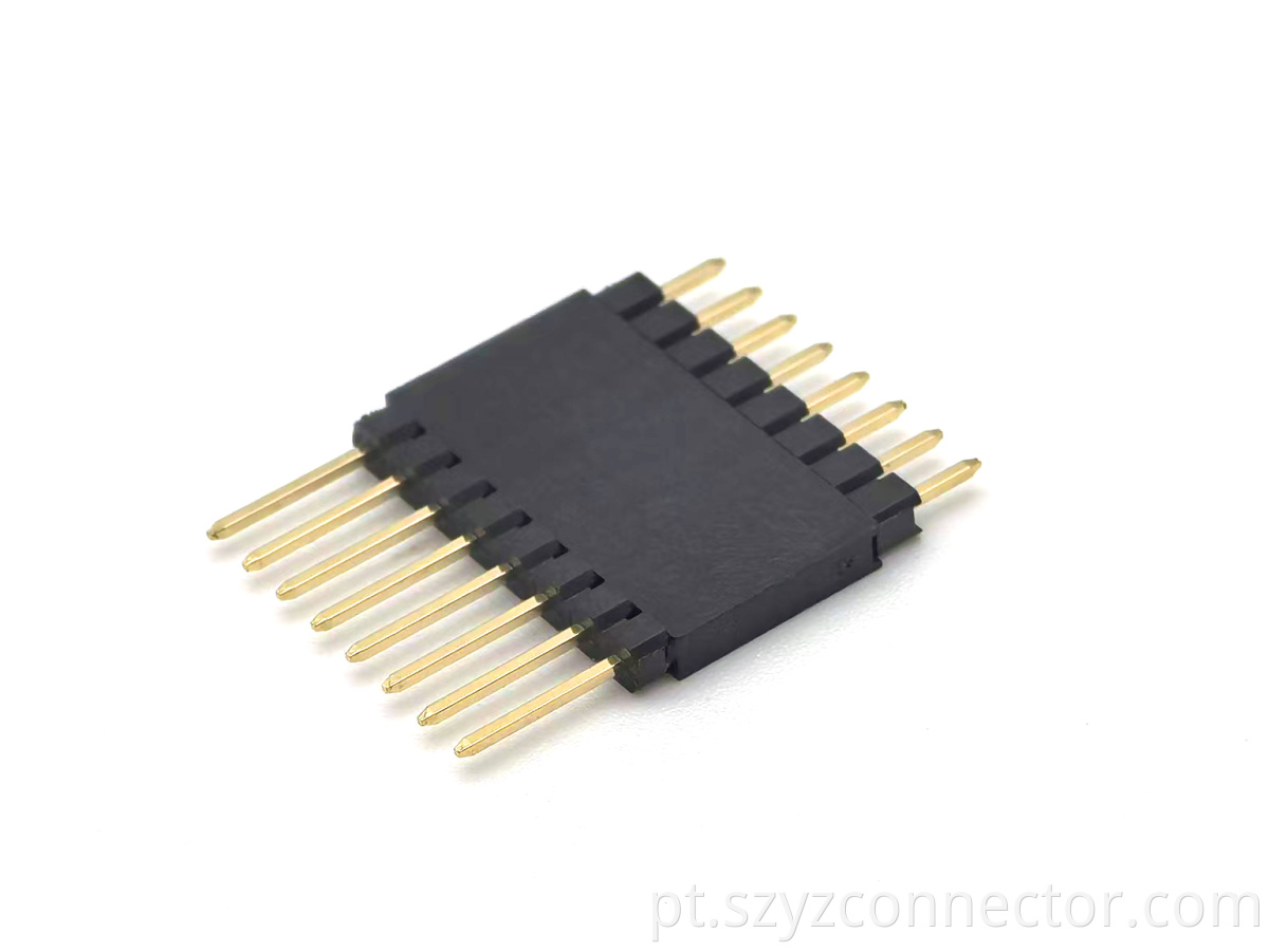 Conector de encabeçamento de pino de passo de 2,54 mm única fileira reta SQ0,64mm H15,5mm 1*8P 2.54mm Pitch Pin Header Connector Single Row Straight SQ0.64mm H15.5mm 1*8P